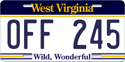 WV license plate OFF245