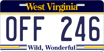 WV license plate OFF246