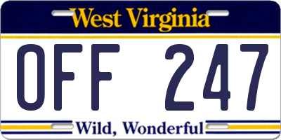 WV license plate OFF247