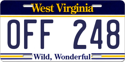 WV license plate OFF248