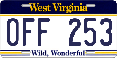 WV license plate OFF253