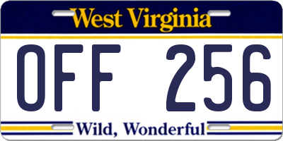 WV license plate OFF256