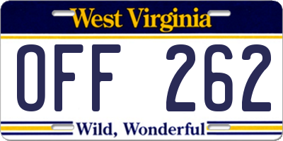 WV license plate OFF262