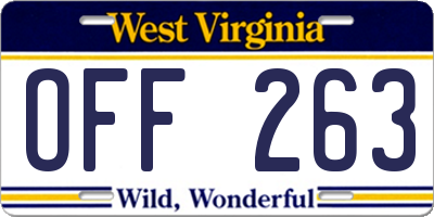 WV license plate OFF263
