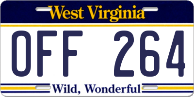 WV license plate OFF264