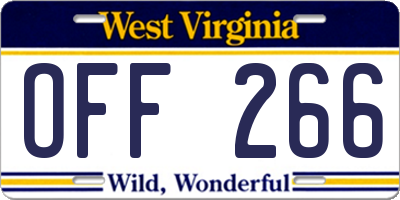 WV license plate OFF266