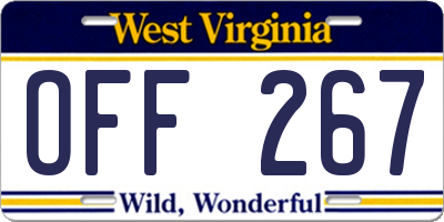 WV license plate OFF267