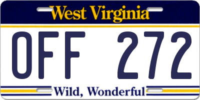 WV license plate OFF272