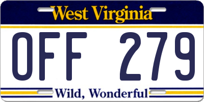 WV license plate OFF279