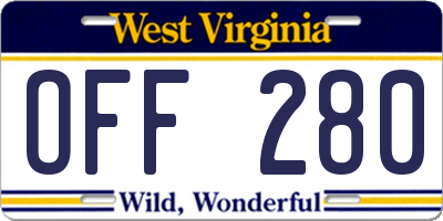 WV license plate OFF280