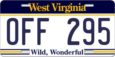 WV license plate OFF295