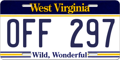 WV license plate OFF297