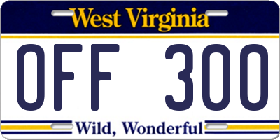 WV license plate OFF300