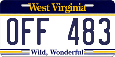 WV license plate OFF483