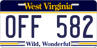 WV license plate OFF582