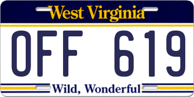WV license plate OFF619