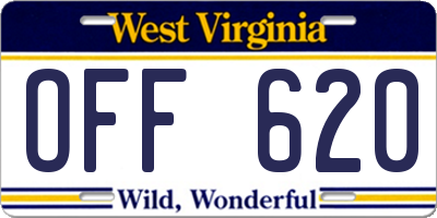 WV license plate OFF620