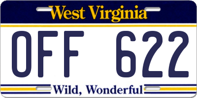 WV license plate OFF622