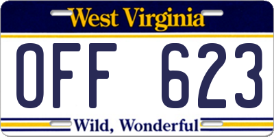 WV license plate OFF623