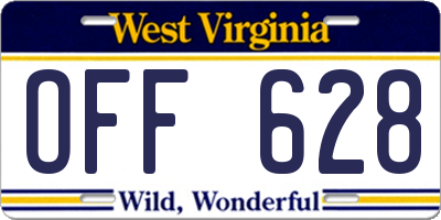 WV license plate OFF628