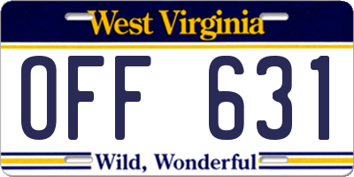 WV license plate OFF631