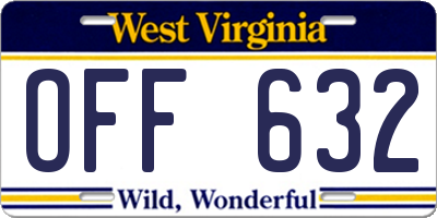 WV license plate OFF632