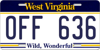 WV license plate OFF636