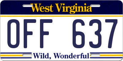 WV license plate OFF637