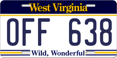 WV license plate OFF638