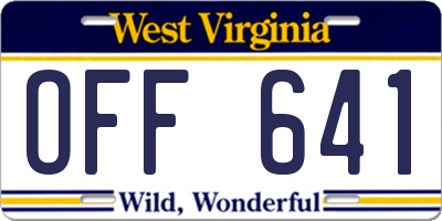 WV license plate OFF641