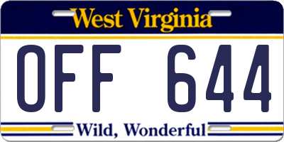 WV license plate OFF644