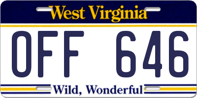 WV license plate OFF646