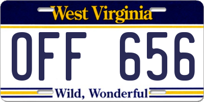 WV license plate OFF656