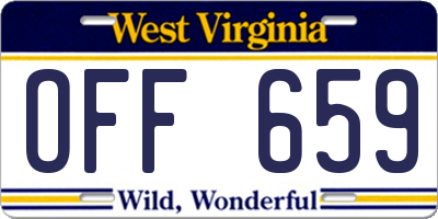 WV license plate OFF659