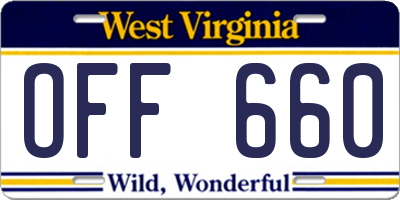 WV license plate OFF660
