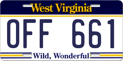WV license plate OFF661