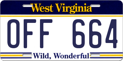 WV license plate OFF664