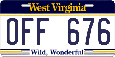 WV license plate OFF676