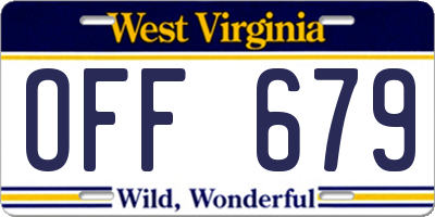 WV license plate OFF679