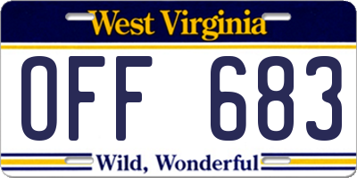 WV license plate OFF683