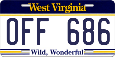 WV license plate OFF686