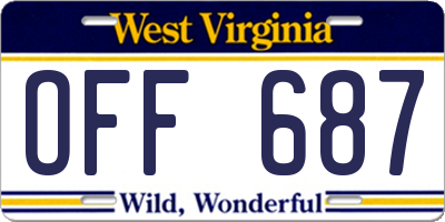 WV license plate OFF687