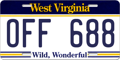 WV license plate OFF688