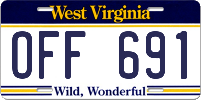 WV license plate OFF691