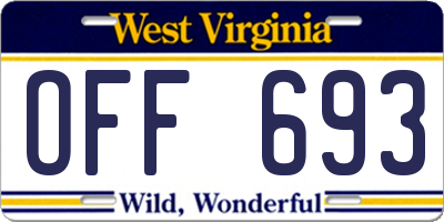 WV license plate OFF693
