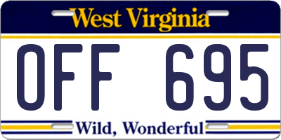 WV license plate OFF695