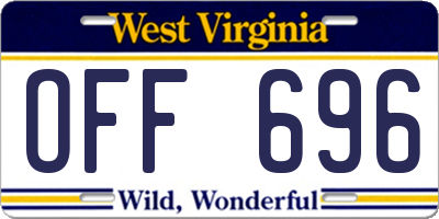 WV license plate OFF696