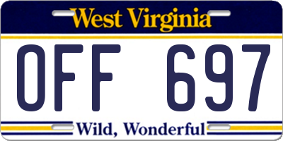 WV license plate OFF697