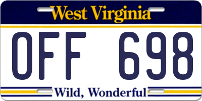WV license plate OFF698