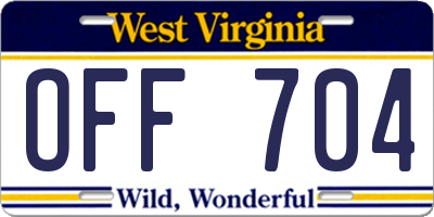 WV license plate OFF704